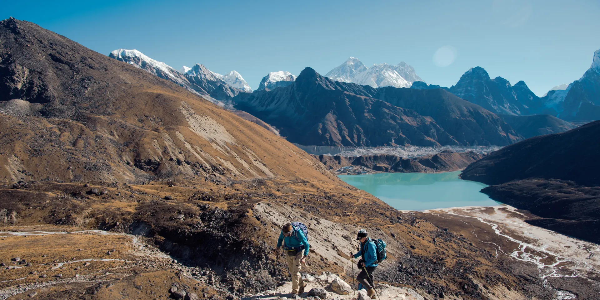 Trekkers crossing Renjo La