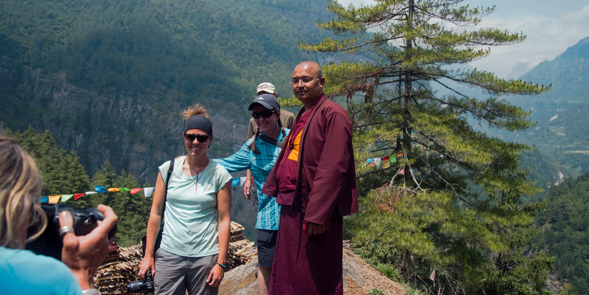 Trekkers with the Lama